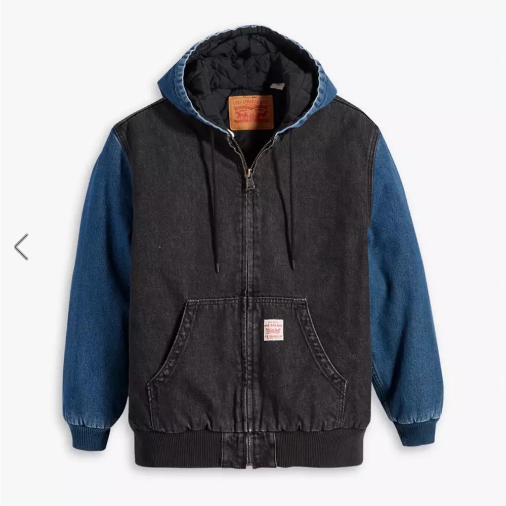 Levi's Black Body with Blue Denim Sleeve Hooded Jacket